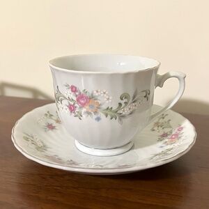 Vintage Dainty Floral Pastel Teacup and Saucer Set
